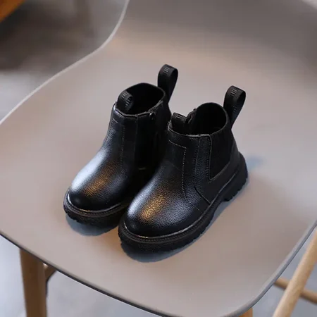 

GEDER-S1 Toddler Girls Color-block Patchwork Socks Boots Soft-soled Anti-slip High Top Shoes For Winter