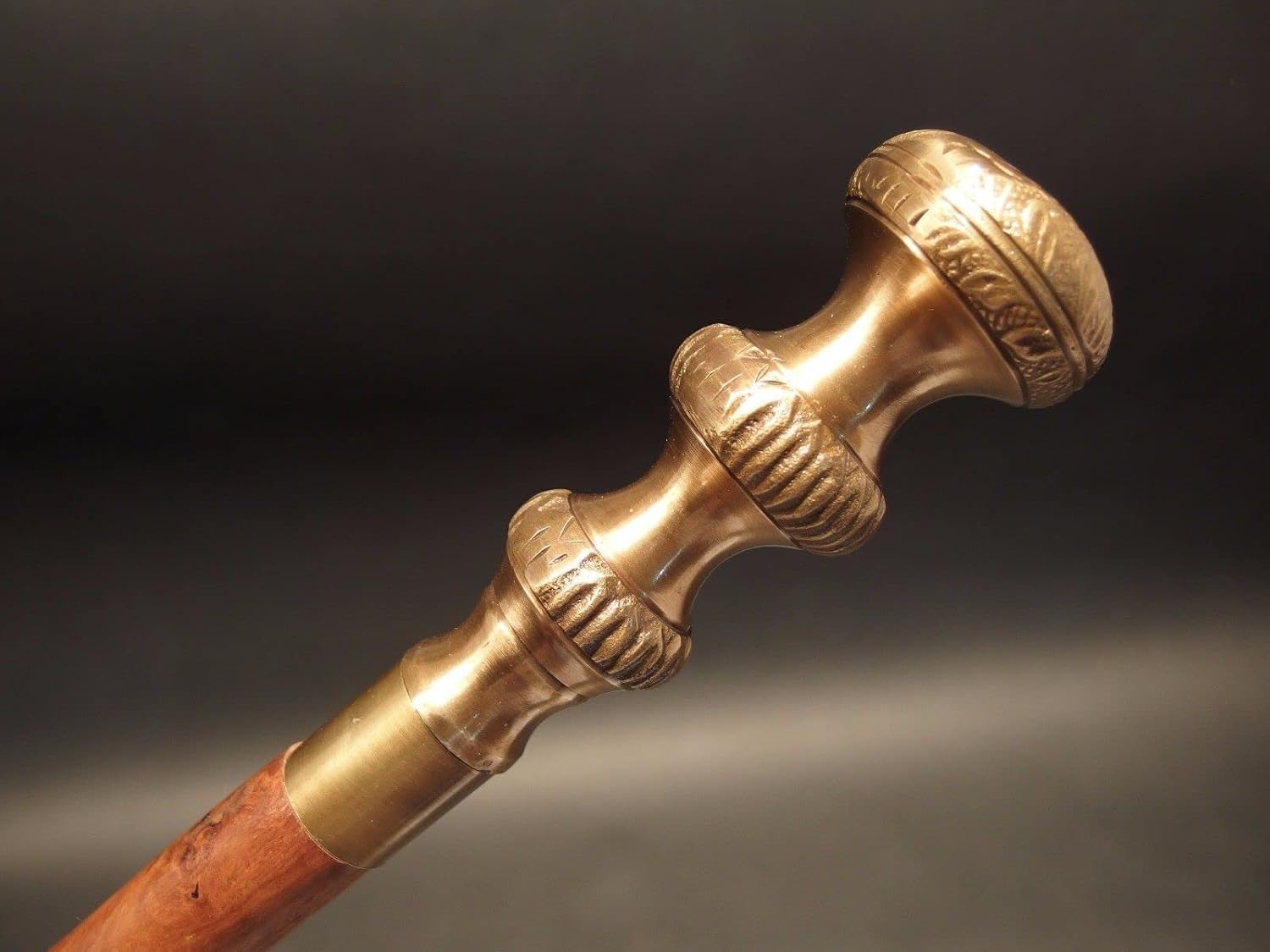 Handmade Victorian Style Walking Cane – 37" Spiral Carved Wood With Brass Handle