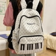 thumbnail image 5 of Yucurem Vintage Piano Keyboard Music Note Backpack for Women Men, Polka Dot Print Nylon School Bag for College Travel Daily Use (White), 5 of 7