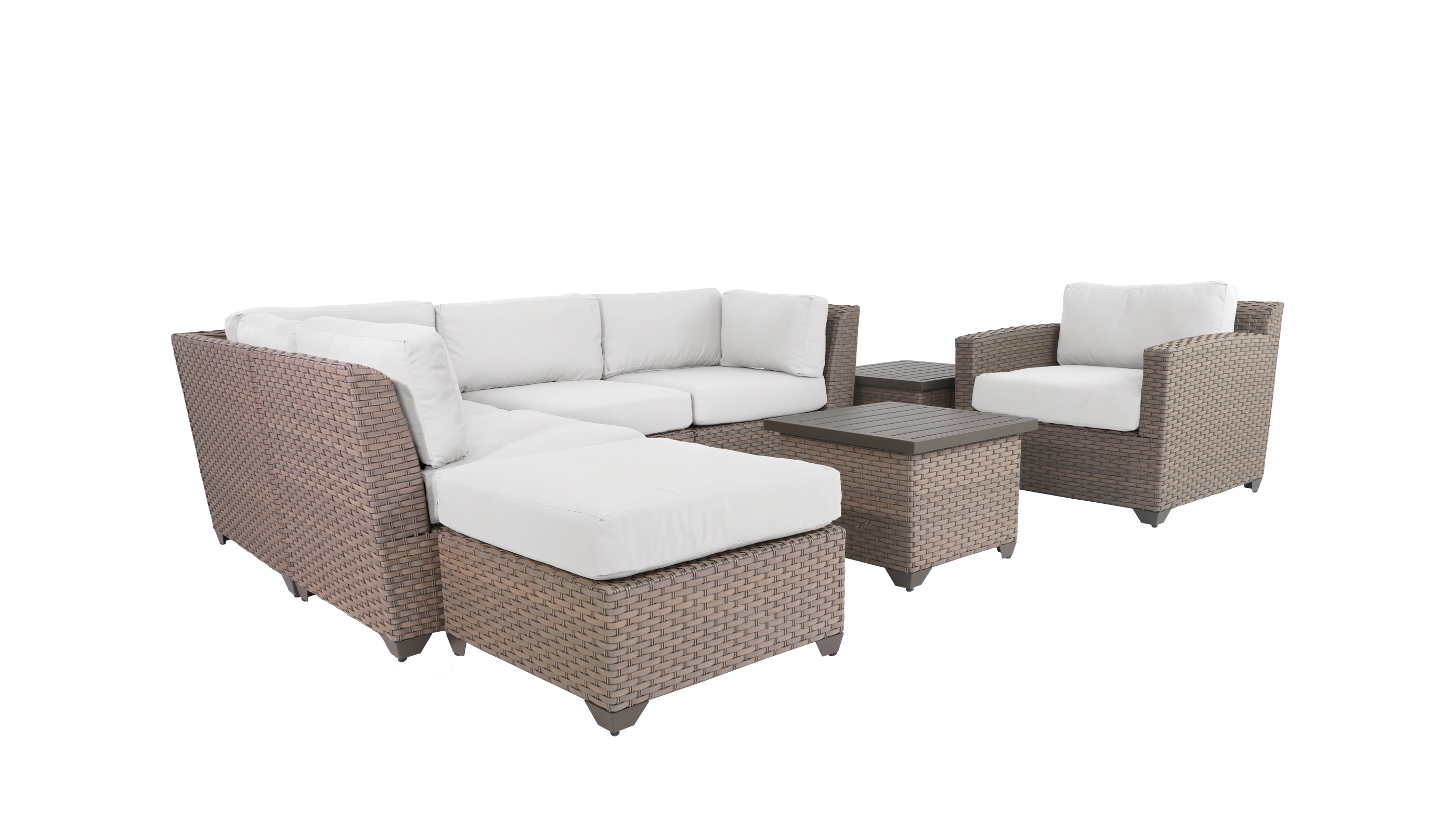 TK Classics Florence Wicker 8 Piece Patio Conversation Set with End Table and 2 Sets of Cushion Covers - image 3 of 12