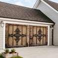 thumbnail image 4 of Farmhouse Brown Garage Door Cover Banner 7 x 16 FT,Rustic Wooden Historical Barn Door Plank Garage Door Curtains Backdrop with Grommets for Indoor Outdoor Wall Party Porch Yard Decorations Background, 4 of 9