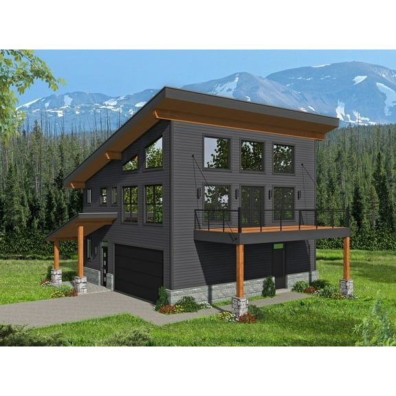 763-3677: Modern Contemporary 3 Bed, 3 Bath Luxury Home Plan, 1669 Sq Ft: Full Blueprints with License to Build by Home Plan Marketplace - Lesuto