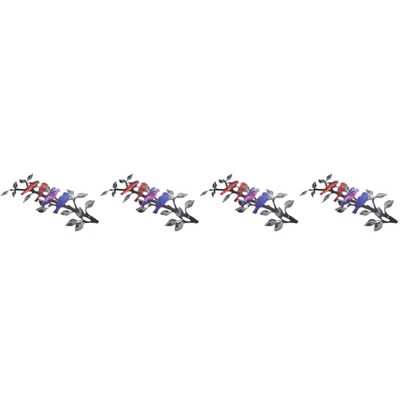 Set of 4 Birds on Branch Art Craft Ornament Garden Hummingbird Colorful