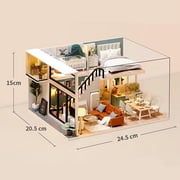 Dollhouse Miniature with Furniture DIY Wooden Dollhouse 1:12 Scale Creative Room - Without Dust