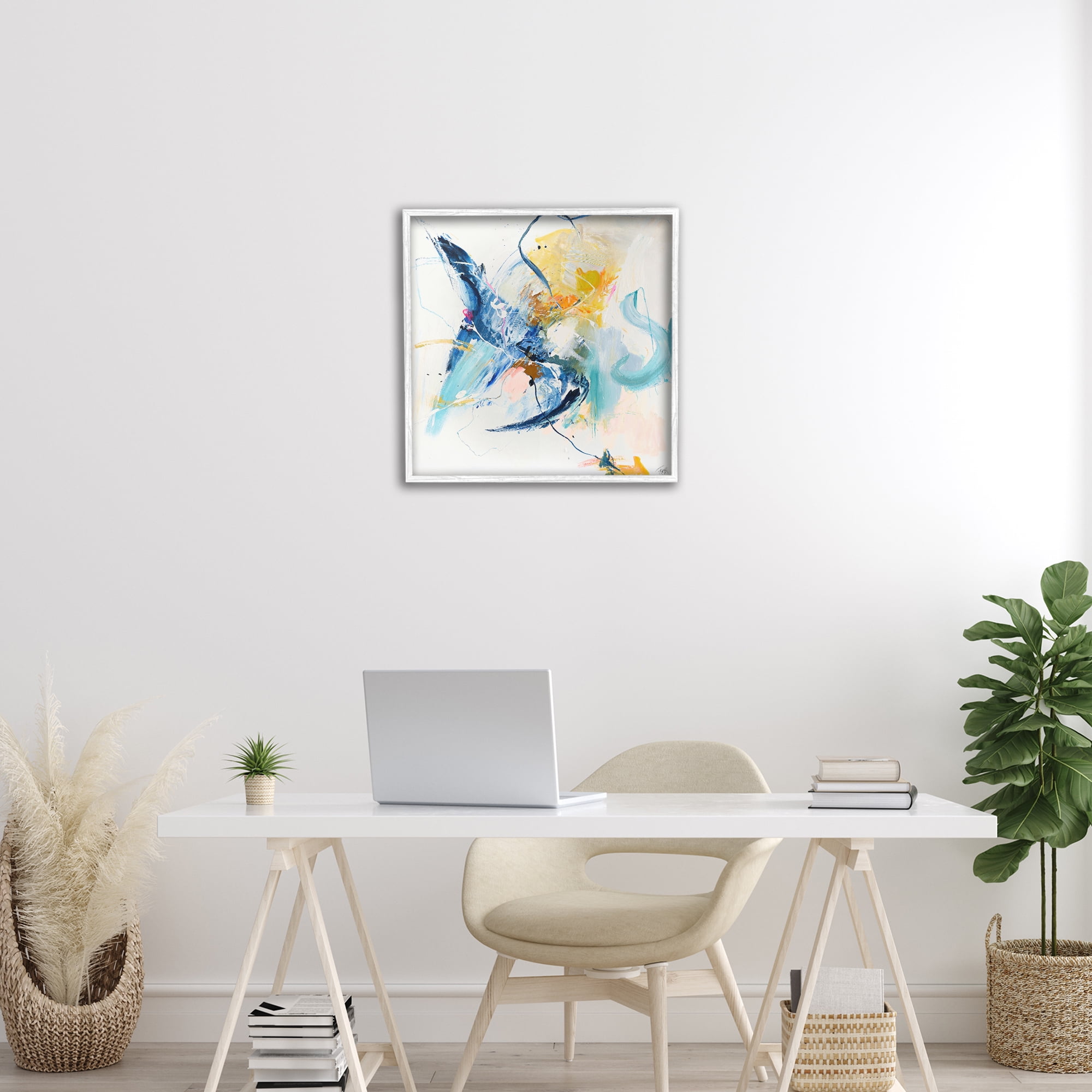 Confident Blue Abstraction White Framed Giclee Art, design by Design Fabrikken