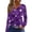 Dark Purple, variant on Womens Tops Long Sleeves T-Shirts Pumpkin Print Halloween Shirts Loose Fit V Neck Going Out Tops