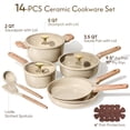 thumbnail image 2 of Juego de ollas y sartenes antiadherentes de 14 piezas, juego de utensilios de cocina de cerámica, juego de cocina no tóxico, libre de PFAS y PFOA, 2 of 8