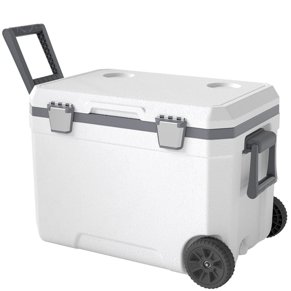 45L Insulated Portable Cooler Box,Hard Sided Shell Wheeled Rolling Ice Chest with Handle,for Outdoor Camping Travel Car