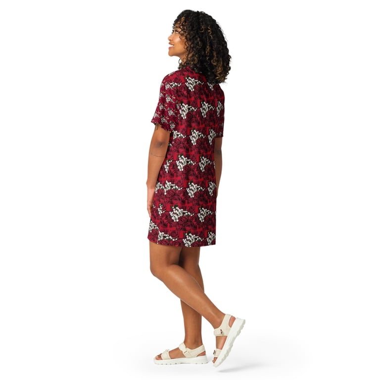 3x t shirt dress Showmall Women's Plus Dresses Short Sleeves Floral Casual T-Shirt Dresses with Pockets 3X Navy Blue Vertical Floral, Size: 3XL