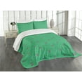 thumbnail image 3 of Ambesonne Lighthouse Quilted Bedspread Set 3 Pcs, Abstract Wavy Stripe, King Size, Green Black White, 3 of 5