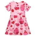 thumbnail image 2 of Cupcake Heart Sweet Girls Short Sleeve Dress A Line Sun Protection Breathable Comfort Sundress 3T, 2 of 8