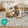 thumbnail image 4 of ODIKA 9'x12' Ivory Black Ornate Medallion Diamond Washable Area Rug Traditional Floral Motif Geometric Border Design for Dining Room, Basement, Large Office, Non-Slip Chair-Friendly, 4 of 7