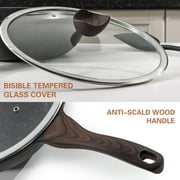 Kordisen 12 Nonstick Granite Wok Pan with Lid, Even Heat Stir Fry Pan for All Stovetops, Easy to Clean