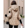 thumbnail image 4 of Chaquetas Acolchadas con Capucha para Mujer, de Larga, Cálidas y Acolchadas. Color Champán XL, 4 of 5