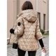 thumbnail image 4 of Chaquetas Acolchadas con Capucha para Mujer, de Larga, Cálidas y Acolchadas. Color Champán XL, 4 of 5