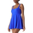 thumbnail image 7 of RELLECIGA Women's Ruffle Pleated One Piece Skirt with Built-in Bottom Retro One Piece Swimsuit for Women Padded Slimming Tummy Control Square Neck Cheeky Swimdress Royal Blue Bathing Suits, 7 of 7