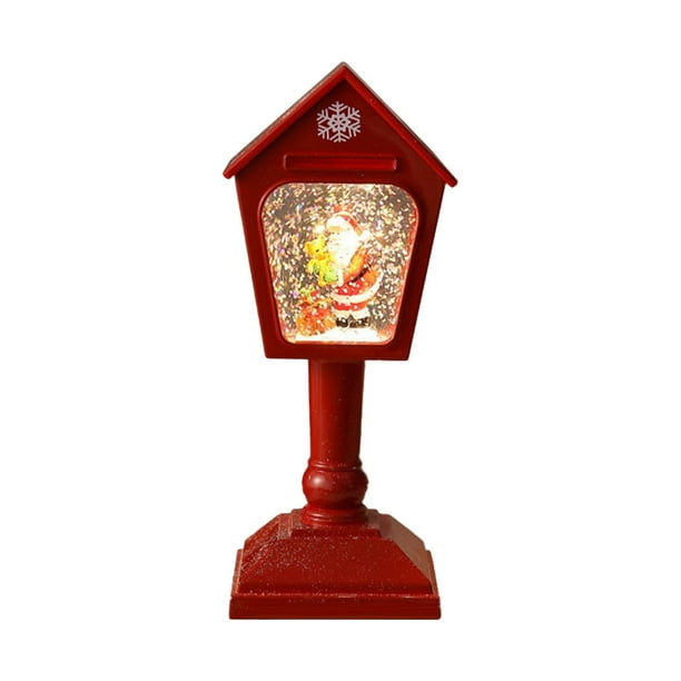 Caja de música navideña, globo de nieve navideño, adorno de escritorio, farol de temporada. Rojo