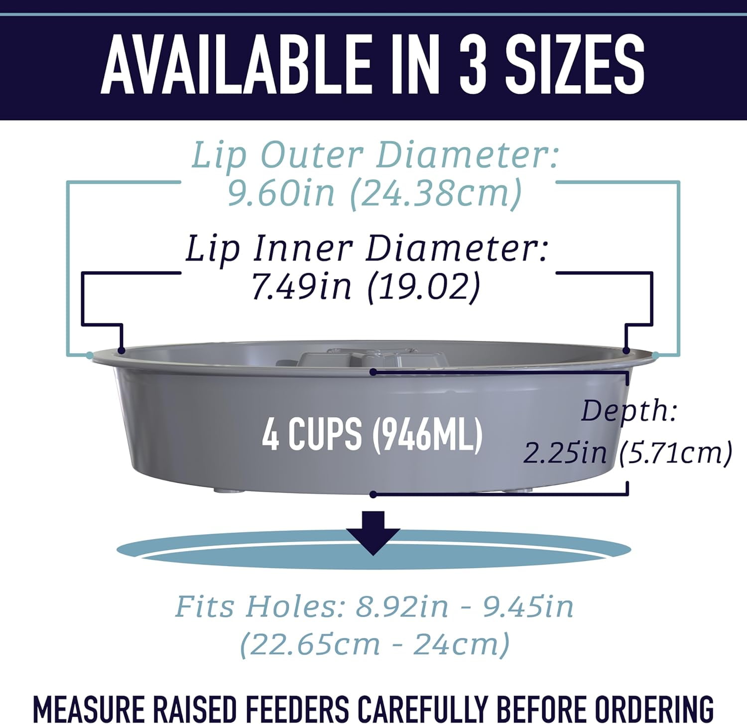 Slow Feeder Dog Bowls (4 Cup) Puzzle Dog Food Bowl with Feeder Holes, Fits into Elevated Pet Feeders, Slow Eating for Large, Medium & Small Sized Breeds - Blue