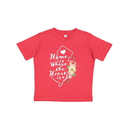 

Inktastic New Jersey Home is Where the Heart is with Watercolor Floral Gift Toddler Toddler Girl T-Shirt