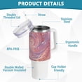 thumbnail image 4 of Transparent Pink Spiral 40 oz Tumbler with Handle Insulated&nbsp;Travel Mug&nbsp;Lid Straw Leak Proof Steel Vacuum Water Bottles Glasses Fits in Car Cup Holder, 4 of 7