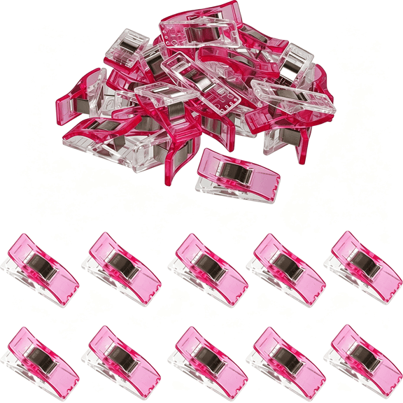 BZCOE Plastic Clips 30 Pcs Notions Ideal for Sewing and Quilting Clips | for Fabric Crafting for Seamstresses Quilters and Diy Projects Sewing Clips for Fabric (Rose Red)