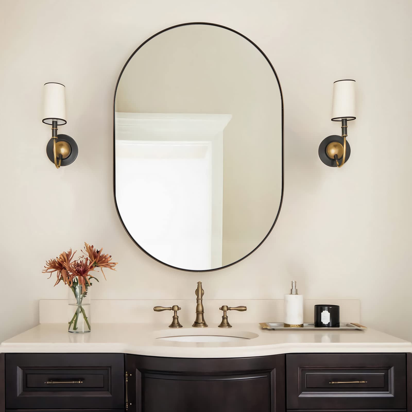ANDY STAR Bronze Bathroom Mirror for Wall, 26x38 Bronze Oval Mirrors