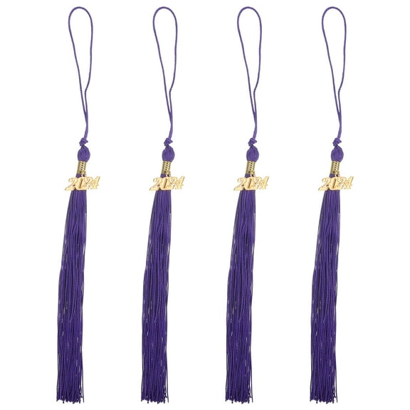 WEAVILUX 4Pcs Graduation Cap Tassel Purple Decorative Fringe Pendant for Ceremony