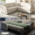 thumbnail image 3 of 85.1" Reversible L-Shaped Pull-Out Sofa Bed with USB Port & Side Pocket, Oversize Teddy Fleece Sectional Sleeper Couch (Left/Right Convertible, White), 3 of 8