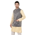 thumbnail image 3 of eloria Men's Nehru Jacket Waistcoat Indian Waistcoat Blazer Jacquard Jacket, 3 of 7
