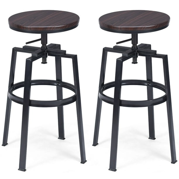 Costway Set Of 2 Vintage Bar Stool, Industrial Style Bar Stools And Table