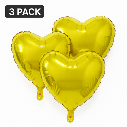 Gold Heart Foil Balloons 3 Pack Party Decor Balloons