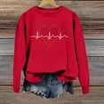 thumbnail image 4 of Heart Beat Print Women's Pullover Hoodie Sweatshirt Casual Lightweight Long Sleeve Top For Everyday Wear Crop Sweatshirts Women Distress Tops Women Medium Weight Hoodie Extra Long Sweatshirts Women, 4 of 4