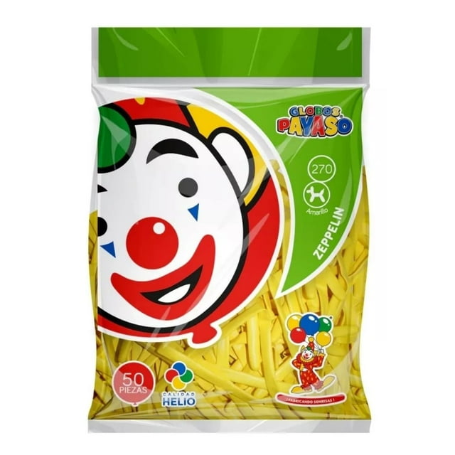 50 Globos Zepelling Largo Globos Payaso Color Amarillo Numero #270