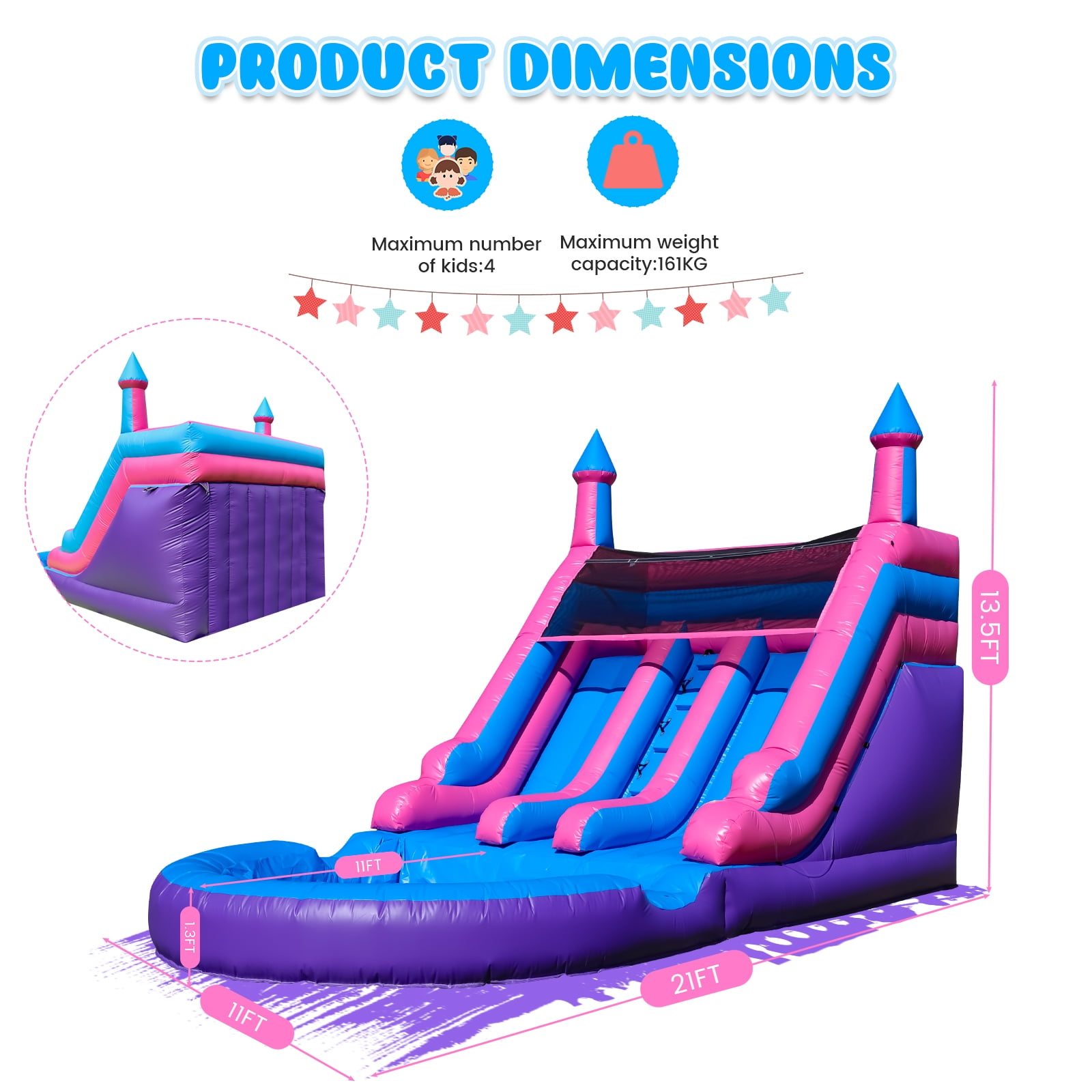Relunch 21FT(L) Commercial Double Water Slide for Adults Kids,Giant Inflatable Water Slides with Big Splash Pool 21x11x13.5FT