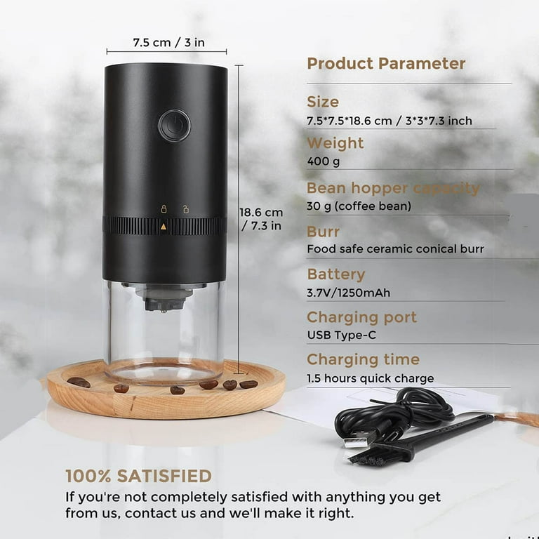 Portable Electric Burr Coffee Grinder USB Rechargeable Small Coffee Bean  Grinder with Multiple Grinding Settings Automatic Conical Burr Grinder for