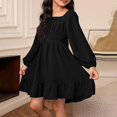 thumbnail image 2 of Teylalorva Girls Dresses (4-13), Sweet Puff Long Sleeve Bow Backless Tie-Up Dresses Crew Neck Fashion Outfit Summer Party Black Size 8, 2 of 9