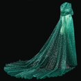 thumbnail image 7 of Yvsxxv 1Pc Green Starry Glitter Hooded Cloak Shiny Formal Outerwear for Women Men, 7 of 7