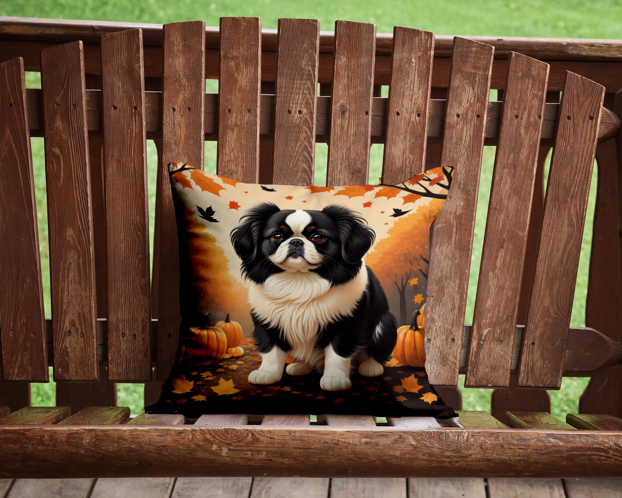Japanese Chin Fall Fabric Decorative Pillow 14 in x 14 in