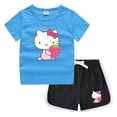 thumbnail image 2 of Hello Kitty-Camiseta de cuello redondo para niños, pantalones calientes informales, camisa de fondo para niños y niñas, traje de camiseta de color caramelo absorbente para el sudor, 2 of 5
