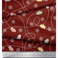 thumbnail image 3 of Soimoi Red Cotton Jersey Fabric Mandala & Gloves Kids Decor Fabric Printed Yard 58 Inch Wide, 3 of 3