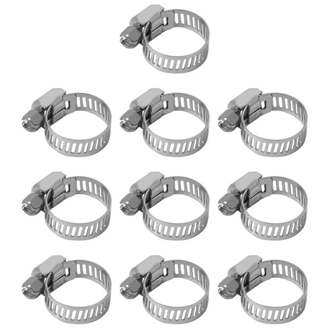 Riwesomey Abrazadera de manguera ajustable, tubo de tubería Industrial para el hogar, Clip inoxidable de 16-25mm de diámetro, 10 Uds. Herramientas eléctricas