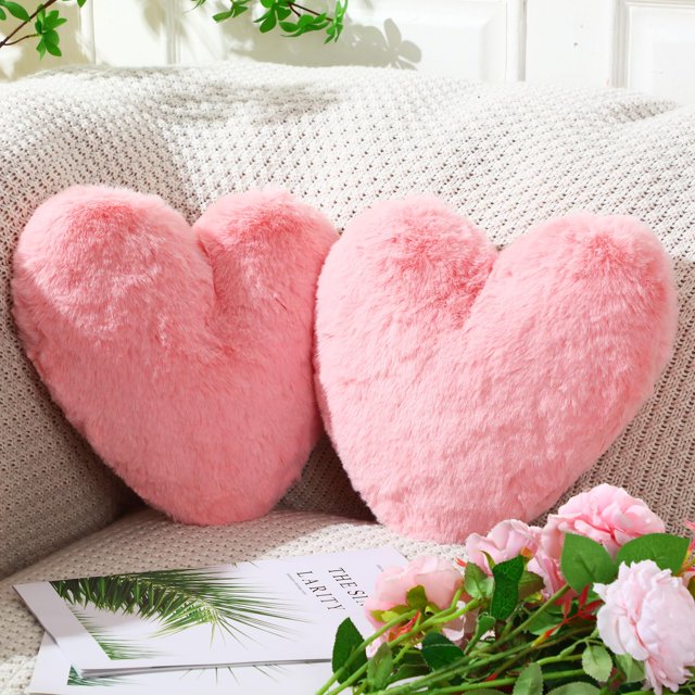 Cojín de peluche Marsui Fluffy en forma de corazón (2 unidades)