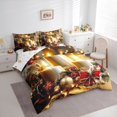 thumbnail image 3 of Homewish Red Bowtie Bowknot 7pcs Bedding Comforter Set,Gold Christmas Ball Queen Bedding Sets,Rustic Xmas Flower Queen Sheet Sets For Teens,Microfiber Bedroom Decor Reversible, 3 of 8