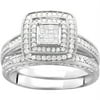 1/2 Carat T.W. Diamond 16-Princess-Stone-Center Bridal Set in Sterling Silver