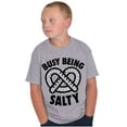 thumbnail image 5 of Busy Being Salty Pretzel Food Pun Crewneck T Shirts Boy Girl Teen Brisco Brands XS, 5 of 6