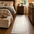 thumbnail image 3 of Lahome 2'x6' Scalloped Bow Kitchen Runner,2x6ft Runner Rug for Hallway,Non Slip Machine Washable Rugs ,Solid Beige Low Pile Boho Rug for Bedroom Bathroom Beside Bed Entryway, 3 of 7