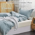 thumbnail image 5 of Simple&Opulence 100% Washed Linen Duvet Cover Set with Embroidered,King Size(104"x92"),3 Pieces Soft Farmhouse Comforter Set with Button Closure,1 Duvet Cover and 2 Pillowshams(Dusty Blue), 5 of 8