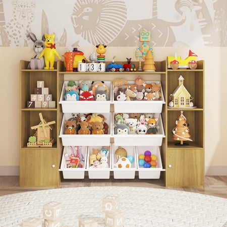 Toy Storage Organizer 8 Bins 54.7 Wide Toddler Bookshelf