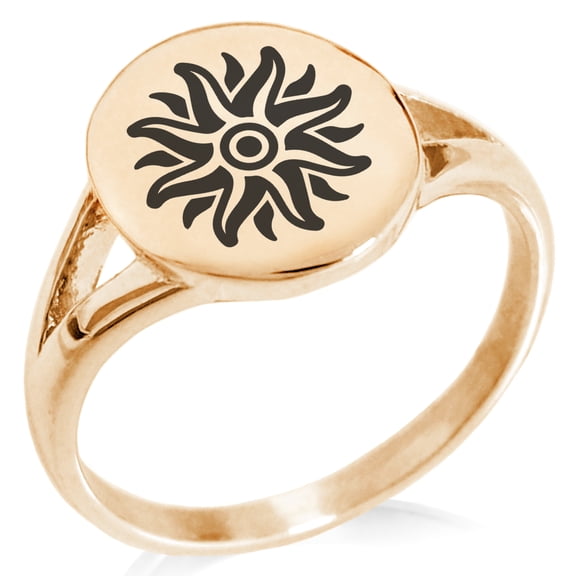 Stainless Steel Apollo Greek God of Sun Minimalist Oval Top Polished Statement Signet Ring