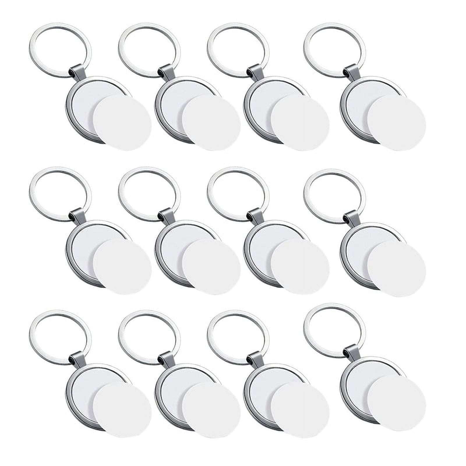 24 Pcs Sublimation Blank Keychain Round Heat Transfer Keychain Metal Board Key Rings Thick Sublimation Photo Keychain